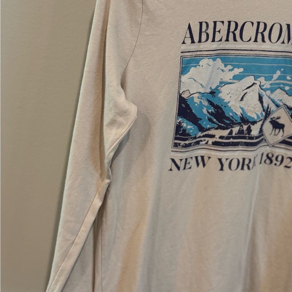 ABERCROMBIE KIDS BRAND, Beige Graphic Long Sleeve Shirt, Boy’s Sz 15/16 Clothing - Picture 4 of 9